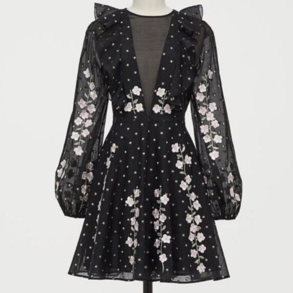 Giambattista Valli x HM H&M Dress with Embroidery Black US Size 6 2